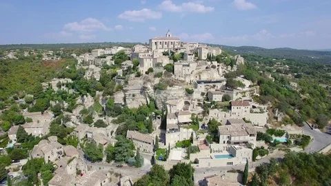 Aerial view of Gordes Stock Footage 72944847