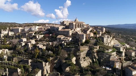 Aerial view of Gordes Stock Footage 88347991