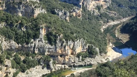 Aerial view of the gorges of the Ardèche river. France Stock Footage 206804560