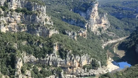 Aerial view of the gorges of the Ardèche river. France Stock Footage 206811345