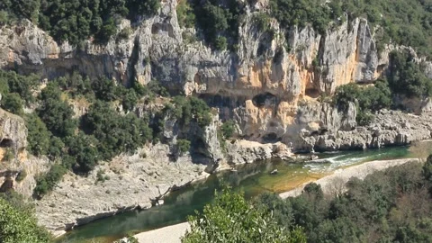 Aerial view of the gorges of the Ardèche river. France Stock Footage 206815448