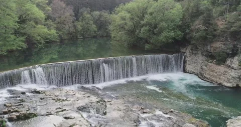 Aerial view of Gorges Cascade de la vis. Aerial climbing and panoramic view Stock Footage 194945775