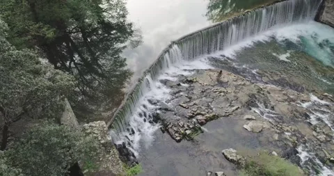 Aerial view of Gorges Cascade de la vis. Aerial climbing and panoramic view Stock Footage 194945943