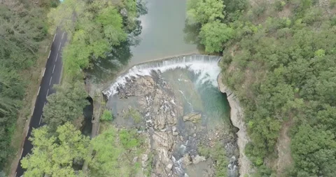 Aerial view of Gorges Cascade de la vis. Aerial climbing and panoramic view Stock Footage 194945987