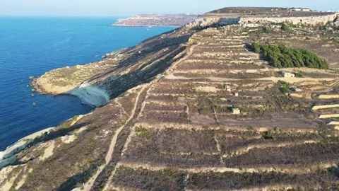 Aerial View of Gozo's Coastline Stock Footage 314852949