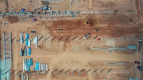 Aerial view a grader working at construction site Stock-Footage 132617246