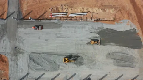 Aerial view a grader working at construction site Stock-Footage 132617257