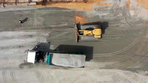 Aerial view a grader working at construction site Stock-Footage 132617258