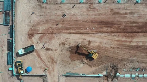 Aerial view a grader working at construction site Stock-Footage 132617261