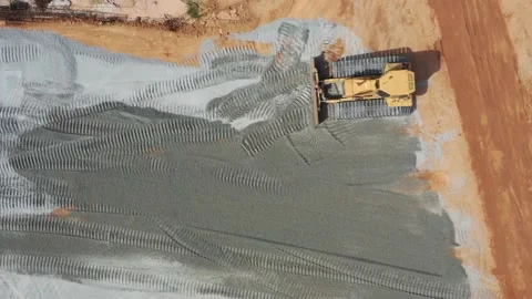 Aerial view a grader working at construction site Stock-Footage 132617264