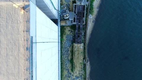 Aerial view of grain elevator builded in 1979 during soviet union Stock Footage 121315914