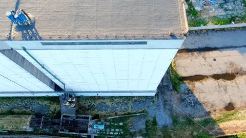 Aerial view of grain elevator builded in 1979 during soviet union Stock Footage 121338419