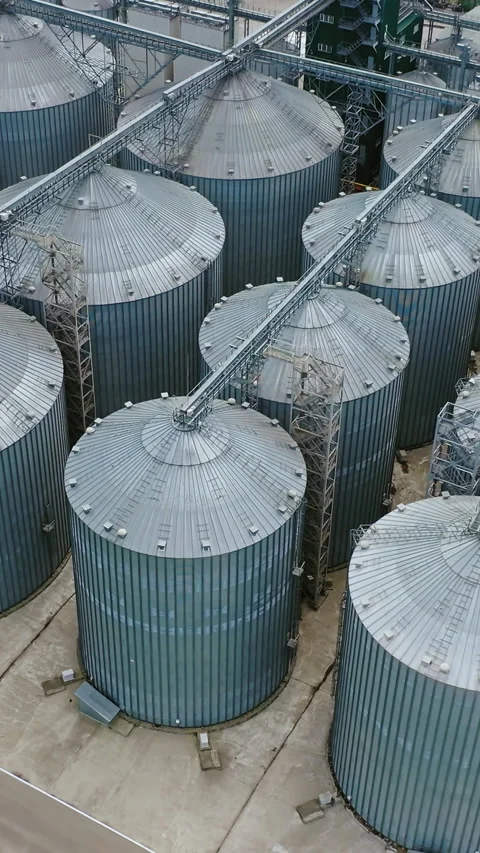 Aerial view of grain elevators Stock Footage 298339128
