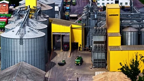 Aerial view of grain facility in Riga, Latvia. Stock Footage 340824541