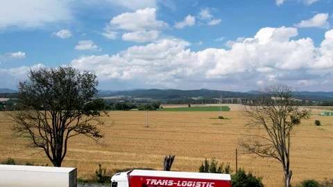 Aerial View of Grain Fields and Hills in Poland – July 2024 Stock Footage 310936342