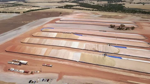 Aerial View of Grain Storage Facility in Rural Australia During Daytime Stock Footage 276449785
