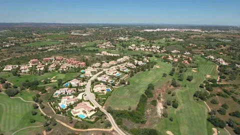 Aerial view of Gramacho and Vale da Pinta, Lagoa, Carvoeiro, Algarve, Portugal Stock Footage 153310189