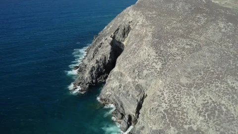 Aerial view of Gran Roque mountain texture and ocean in Los Roques Stock Footage 341994901