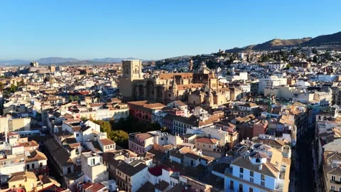 Aerial View of Granada Cathedral and Cityscape in Spain Stock Footage 344195055