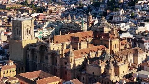 Aerial View of Granada Cathedral in Granada, Spain Stock Footage 344581432