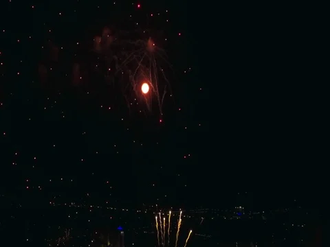 Aerial view of grand firework close up shot Video stock 85067002