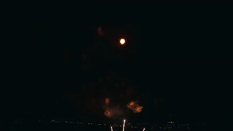 Aerial view of grand firework close up shot Video stock 85077566