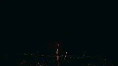 Aerial view of grand firework close up shot Video stock 85077817