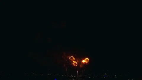 Aerial view of grand firework close up shot Video stock 85078568