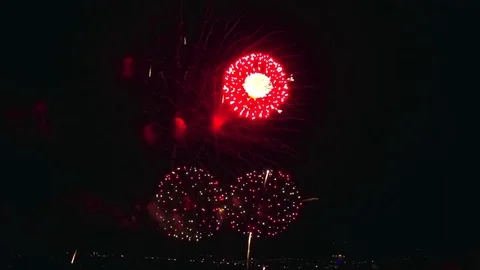 Aerial view of grand firework close up shot Video stock 85079234
