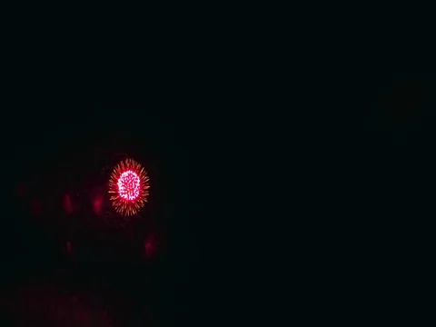 Aerial view of grand firework close up shot with blank space on right side Stock Footage 85086462