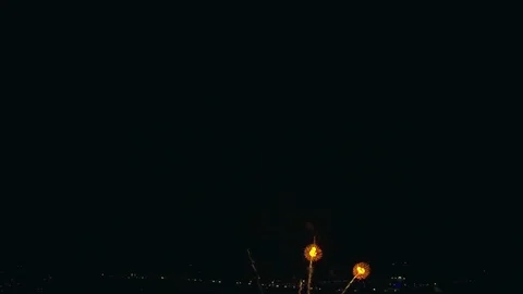 Aerial view of grand firework close up shot Stock Footage 85087791
