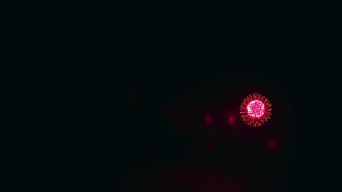 Aerial view of grand firework close up shot with blank space on left side Stock Footage 85090515