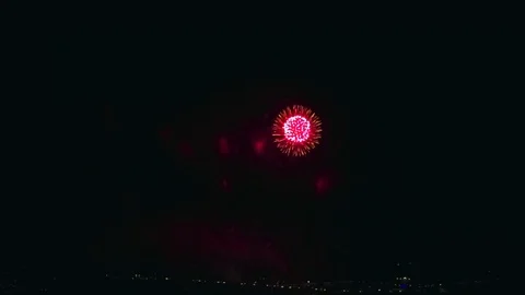 Aerial view of grand firework close up shot Video stock 85091472