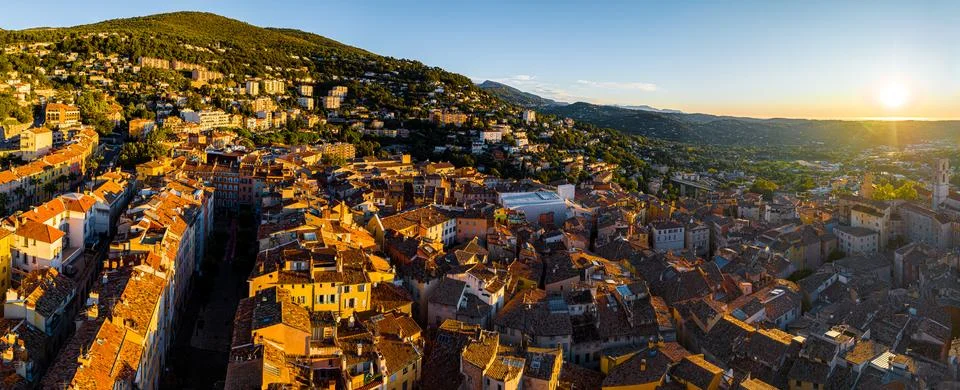 Aerial view of Grasse, a town on the French Riviera, known for its long-est.. Stock Photos