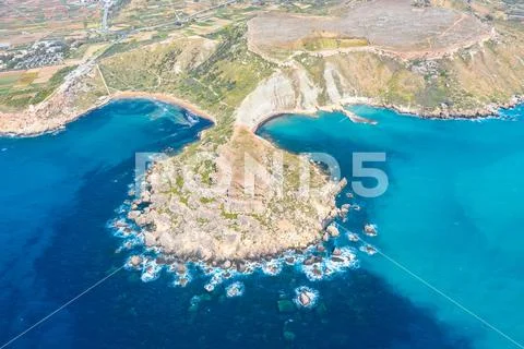 Aerial view from a great height of the coastlinescenic sliffs near the medite Stock Photos