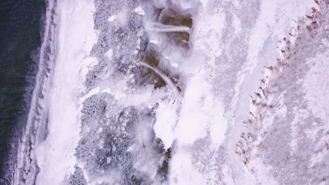 Aerial view of the Great Lakes surface decorated with intricate winter ice Stock Footage 337722014