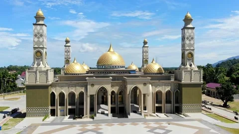Aerial view of the great mosque of aceh southwest Stock Footage 157665491