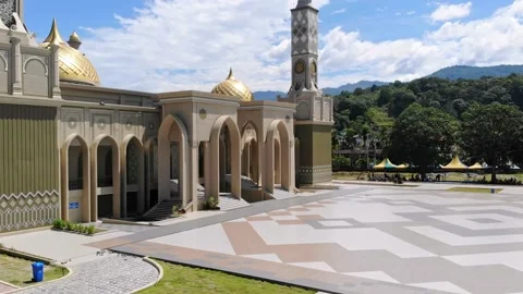 Aerial view of the great mosque of aceh southwest Stock Footage 162150565