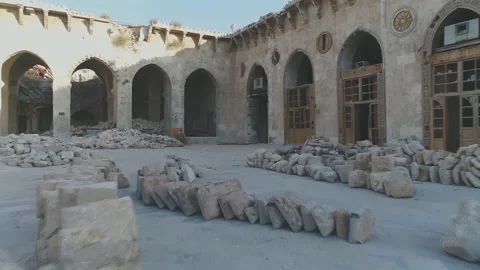 Aerial view of the Great Mosque of Aleppo Video stock 170130201