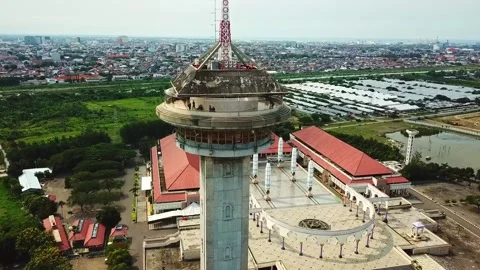 Aerial view of ​​the great mosque in Central Java Stock Footage 236453346