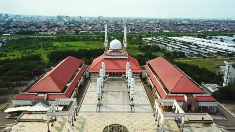 Aerial view of ​​the great mosque in Central Java Stock Footage 236453534