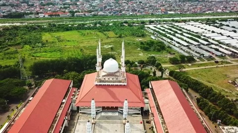 Aerial view of ​​the great mosque in Central Java Stock Footage 236453667