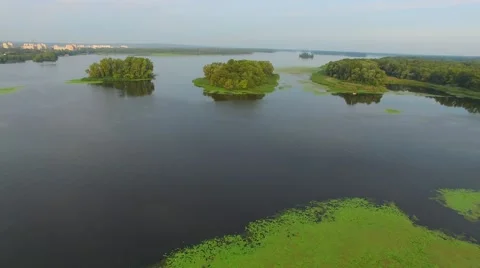 Aerial view of the great river Video stock 66525736