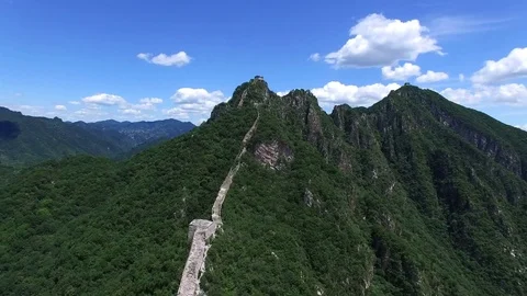 Aerial view of The Great Wall blue sky Stock Footage 77301248