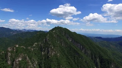 Aerial view of The Great Wall blue sky Stock Footage 77301413