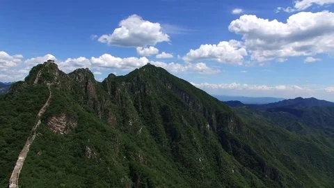 Aerial view of The Great Wall blue sky Stock Footage 77301541