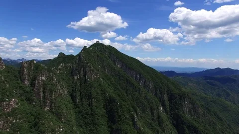 Aerial view of The Great Wall blue sky Stock Footage 77301547