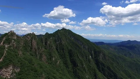 Aerial view of The Great Wall blue sky Stock Footage 77301608