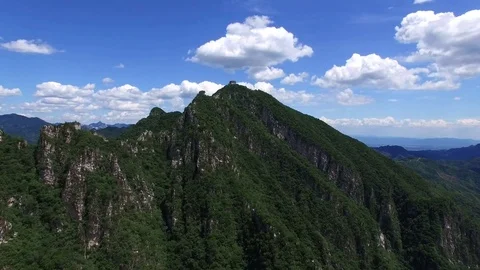 Aerial view of The Great Wall blue sky Stock Footage 77301658