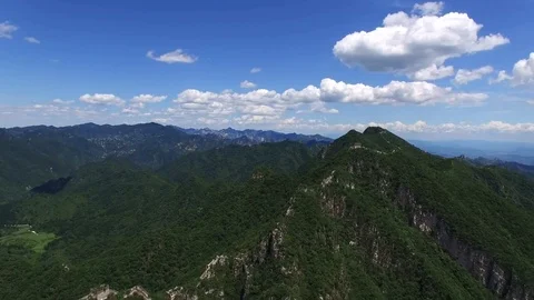 Aerial view of The Great Wall blue sky Stock Footage 77302154